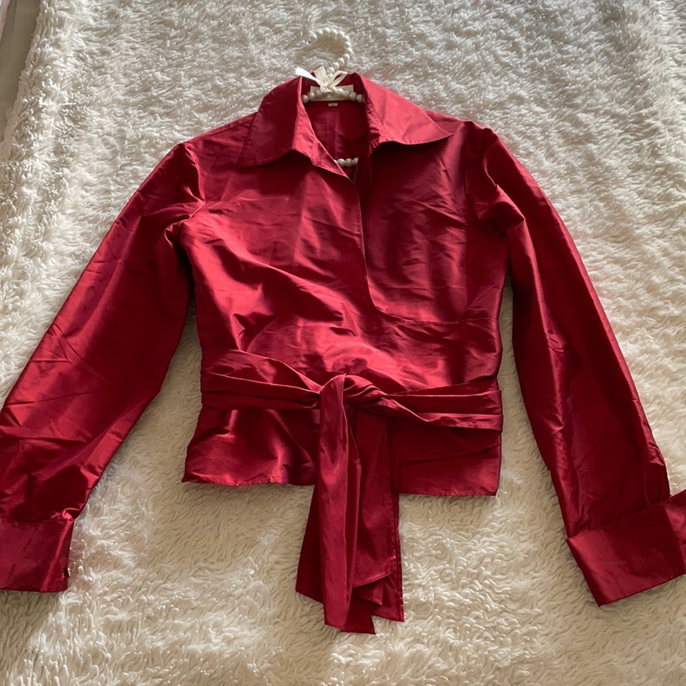 VINTAGE Jim Thompson red silk wrap top